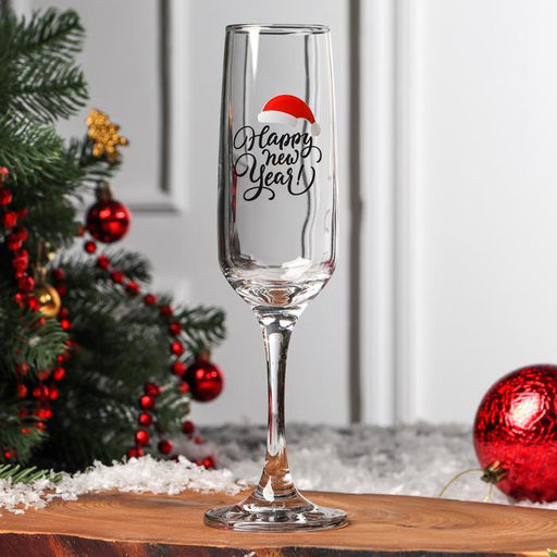 Бокал для шампанского новогодний Хэппи Нью, 200 мл
