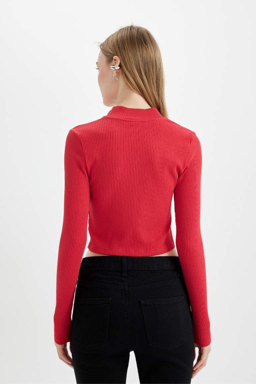 Кардиган в рубчик с приталенным воротником-стойкой и камзолом - Defacto фото 6