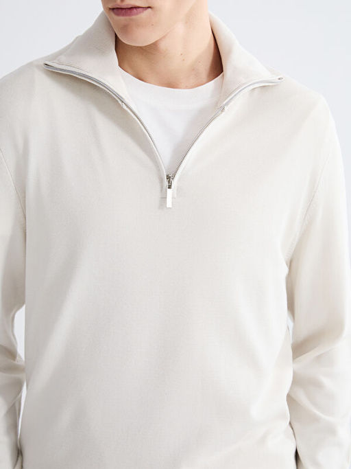 Fermuarl? Dik Yaka Erkek Triko Kazak