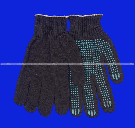 Цена за 10 пар.Перчатки рабочие хб с ПВХ - 10 класс, 5-и нитка СТАНДАРТ ЧЕРНЫЕ