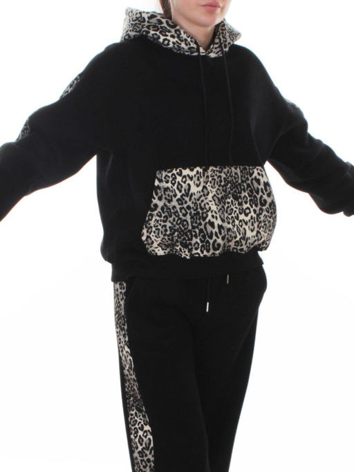 008 BLACK/LEOPARD Костюм спортивный зимний женский (95% хлопок, 5% полиэстер)