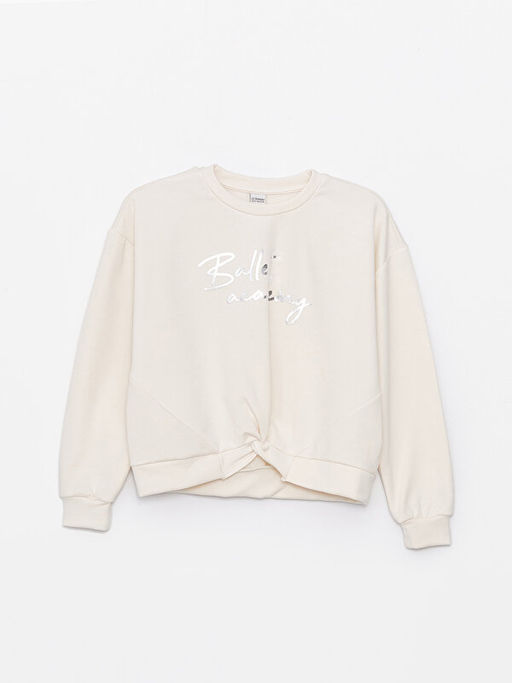 Bisiklet Yaka Bask?l? Uzun Kollu K?z ?ocuk Sweatshirt - Waikiki фото 3