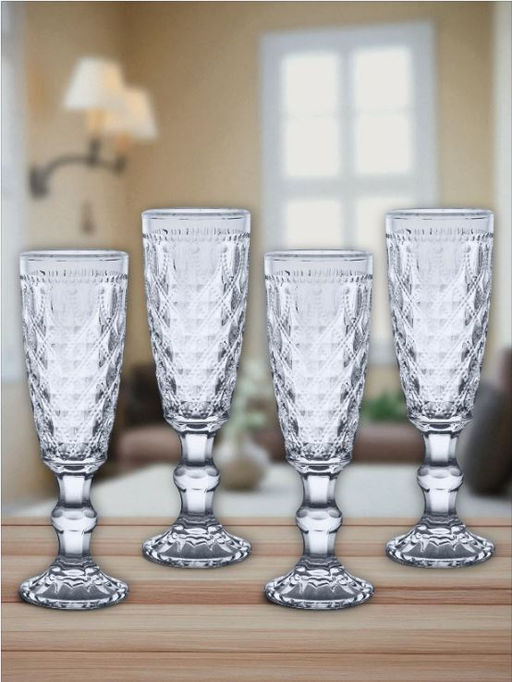 Набор бокалов для шампанского Dubai, голубой, 0,15 л, 4 шт - Anna lafarg фото 7