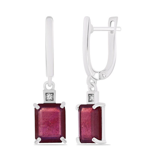Серьги, 2 рубин корунд октагон 7х9мм/6.35 ct, Светлана