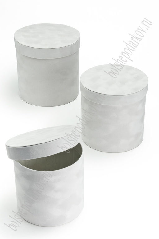 Коробки цилиндр 3 в 1, бархатные 19,5*19 см (SF-7429) белый