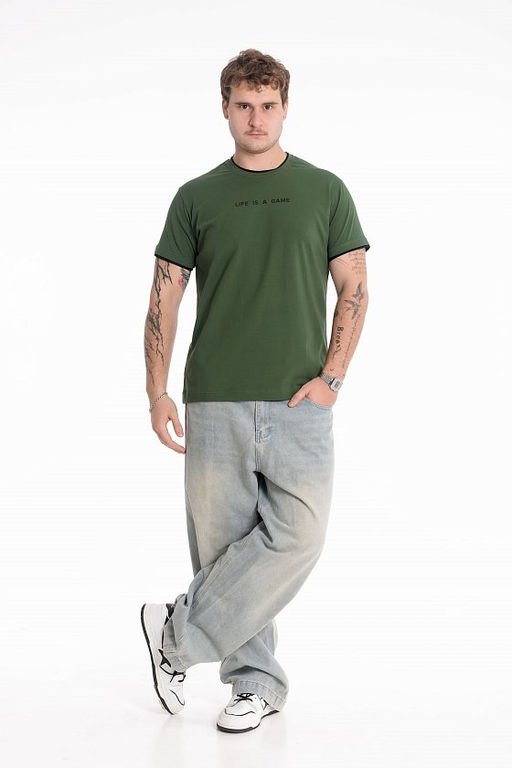 Футболка М125030Пх хаки/черный