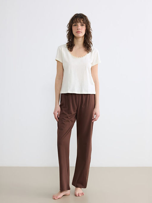 Bisiklet Yaka Kad?n Pijama ?st?