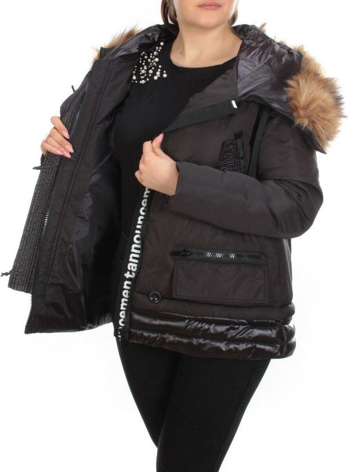 H-1053 BLACK Куртка зимняя женская ENOVICH (200 гр. холлофайбера)
