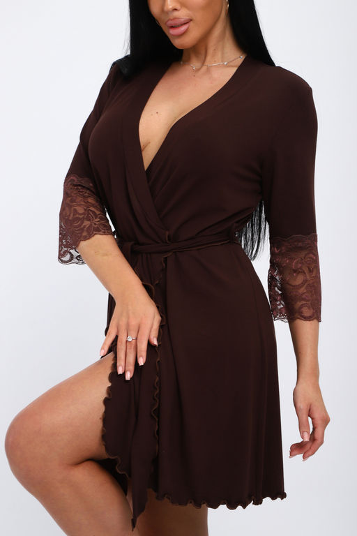 Халат женский из вискозы Адель Нуар шоколад - Амадэль фото 11