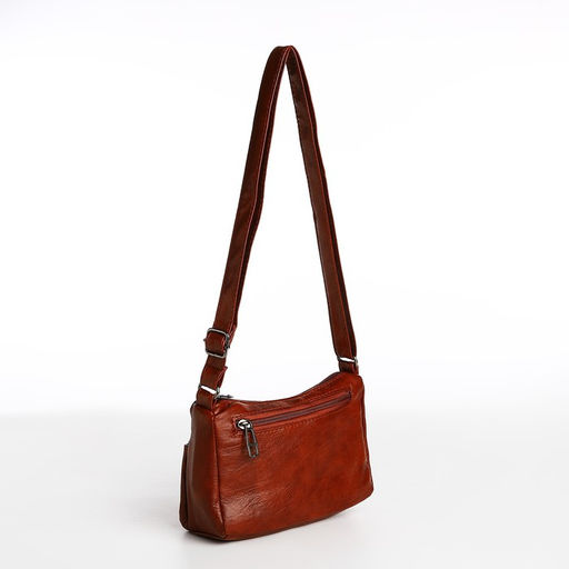 Сумка женская кросс-боди на молнии, 19×9×14 см, со стёжкой, коричневая