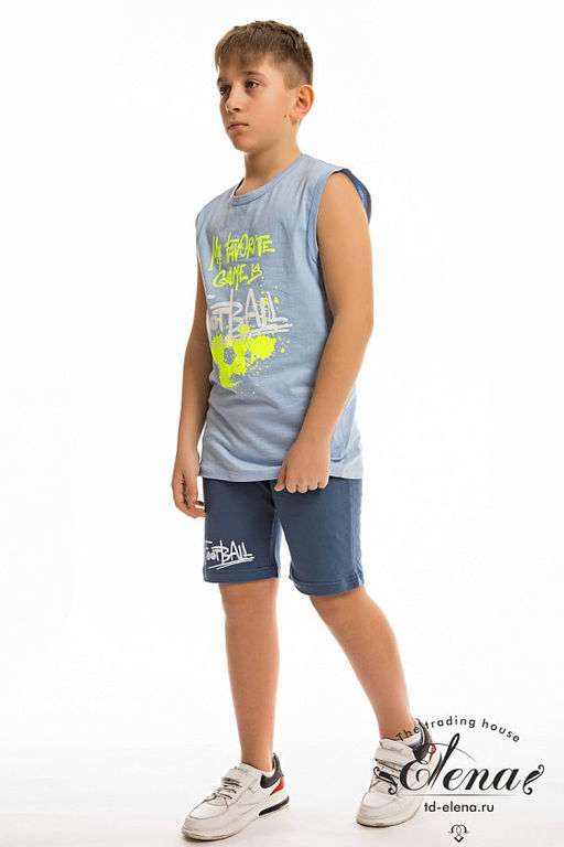 Костюм (майка+шорты) М223016Па Голубой