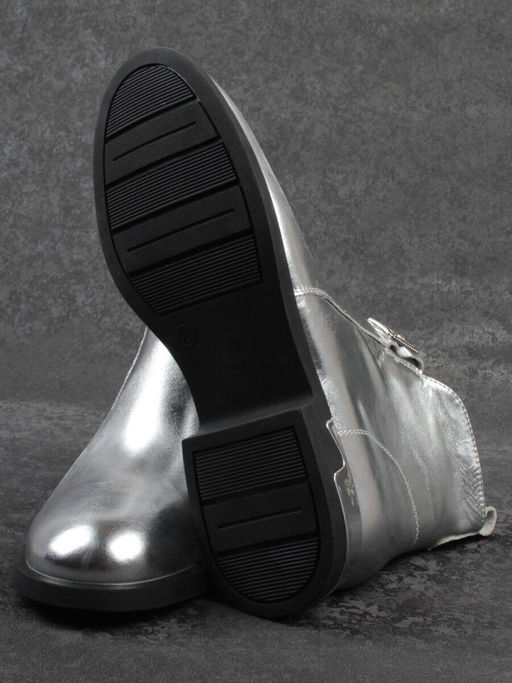 01-B48B-87C GREY/SILVER Ботинки демисезонные женские (натуральная кожа, байка)
