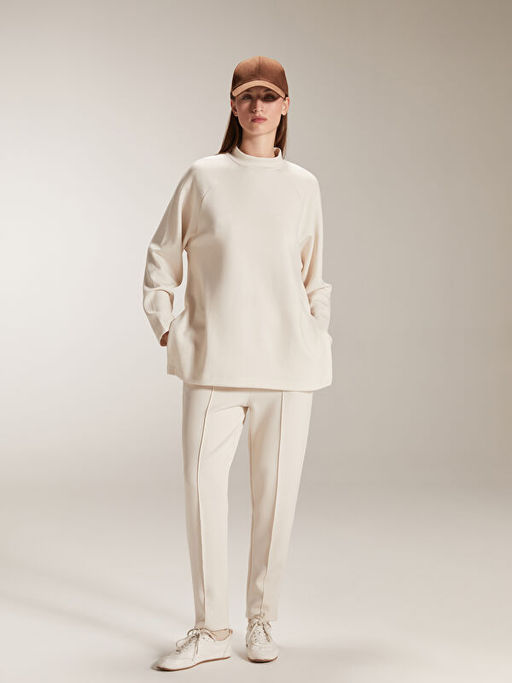 Dik Yaka Oversize Kad?n Sweatshirt Tunik