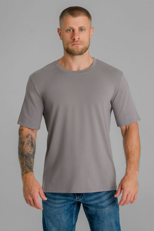 Арт. 67114/10 Футболка мужская однотонная с лайкрой 48-58 (6 шт) Цвет:серо-бежевый - Идеал фото 5