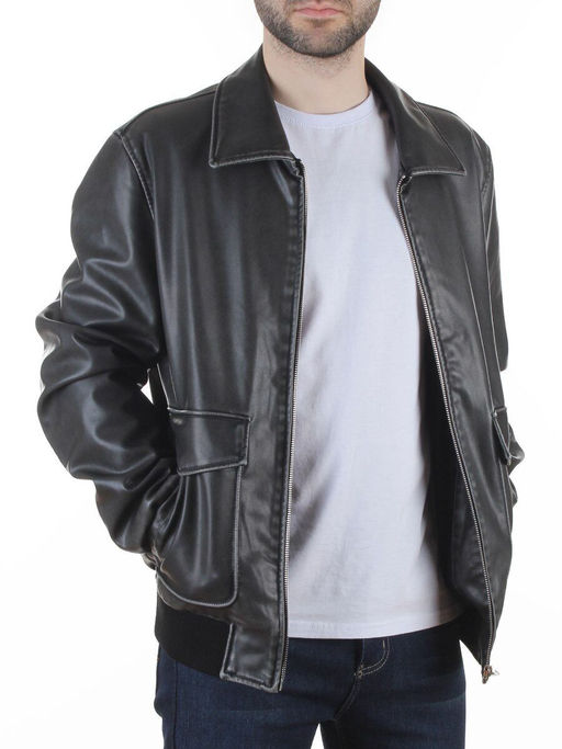 258209846 DK. GRAY Куртка мужская демисезонная (эко-кожа)