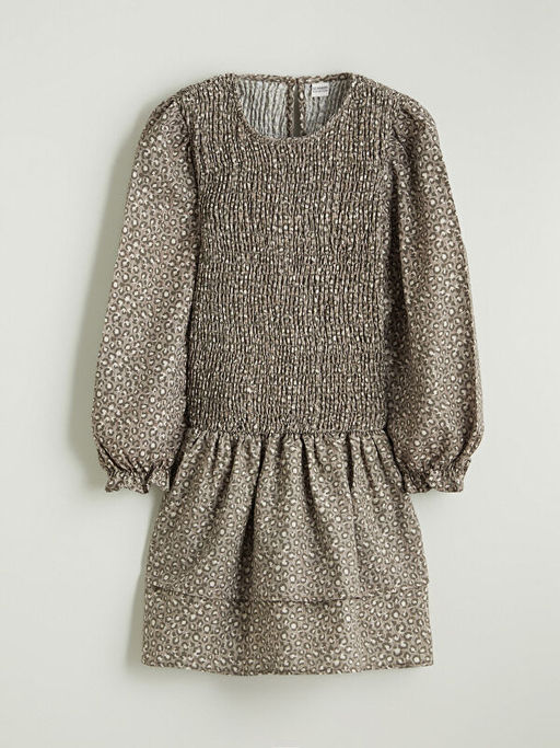 Bisiklet Yaka Desenli K?z ?ocuk Elbise