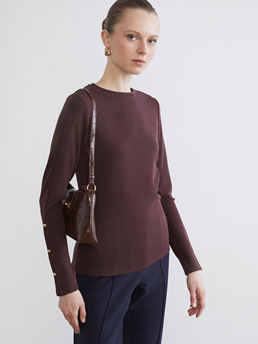 Bisiklet Yaka Fitilli Kad?n Ti??rt