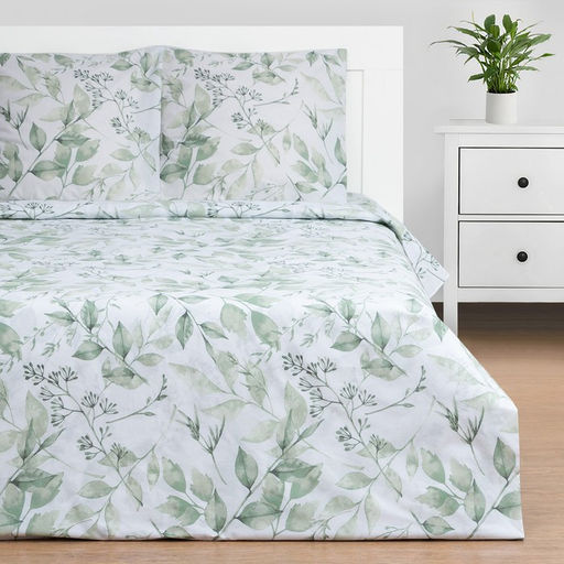 Постельное бельё Этель 2 сп Акварельные листья 175х215 см, 200х220 см, 70х70 см -2 шт, поплин 125 г/м2  фото 8
