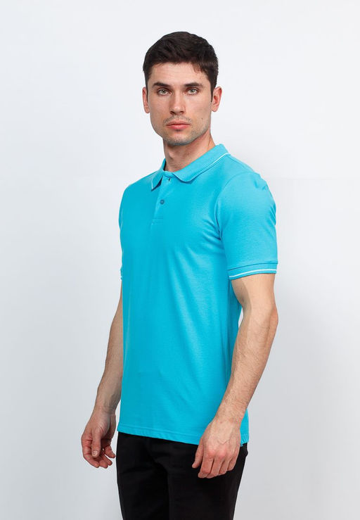 Джемпер мужской с воротником поло короткий рукав GREG G134 (лазурь)  фото 8
