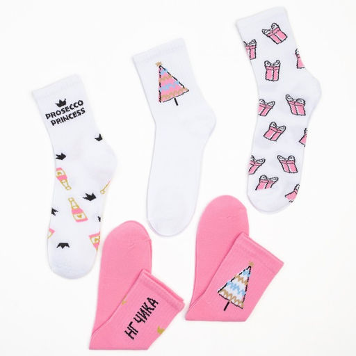 Носки женские новогодние KAFTAN «Сияй» размер 36-40 (23-25 см), набор 5 пар