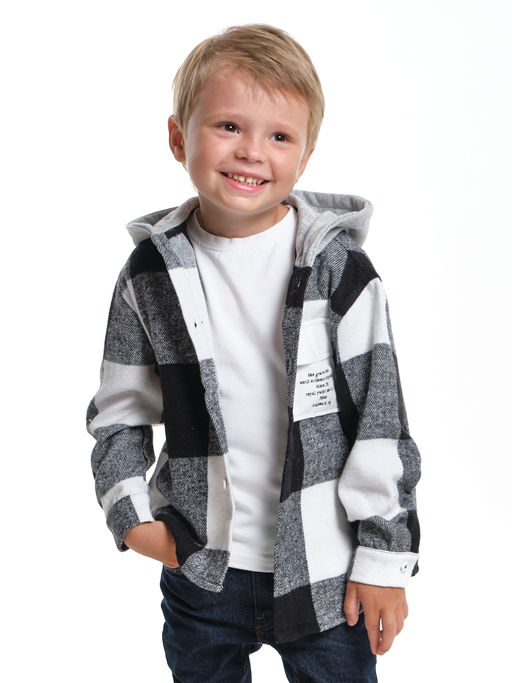 Рубашка с капюшоном комфорт и стиль UD 7988 клетка черная - Mini maxi фото 5