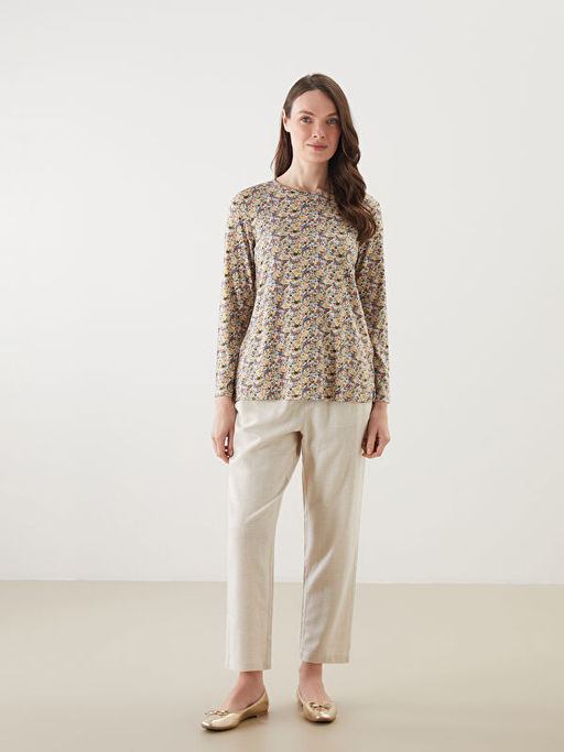 Bisiklet Yaka Desenli Kad?n Ti??rt