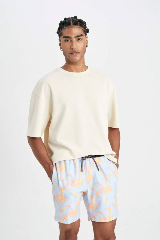 Короткие шорты для плавания стандартного кроя с рисунком - Defacto фото 4