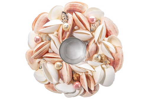 Пасхальное украшение подсвечник  "Ракушки с жемчугом", белое с розовым, на 1 свечу Elan Gallery