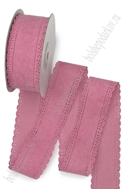 Лента вельветовая с перфорацией 3,8 см*10 ярд (SF-7315) розовый №84
