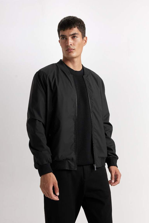 Slim Fit Bomber Mont Ceket Dar Kesim Kolej Yaka Fermuarl? Cift Cepli Mevsimlik Hafif - Defacto фото 2