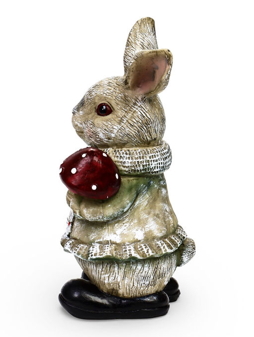 Садовая фигура 26 х 12 х 16 см "Зайка с грибами"