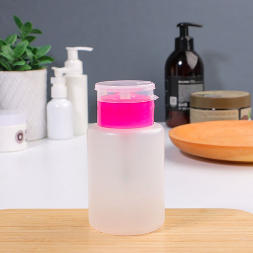 Флакон с помпой, 200 мл, розовый, прозрачный