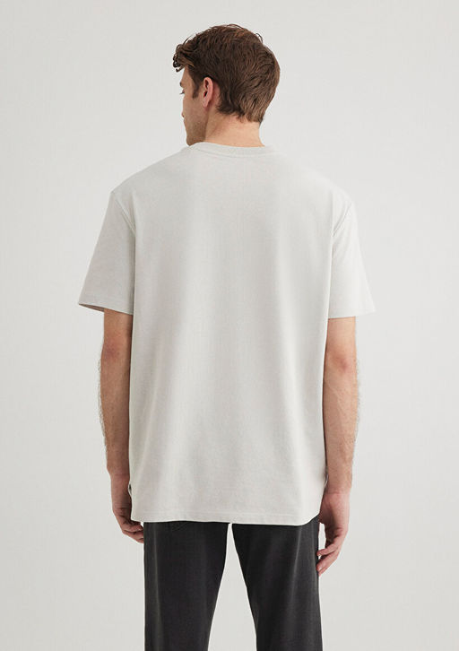 Cep Detayl? Gri Basic Tisort - Mavi фото 4