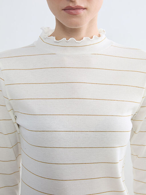 F?rf?rl? Dik Yaka ?izgili Kad?n Body