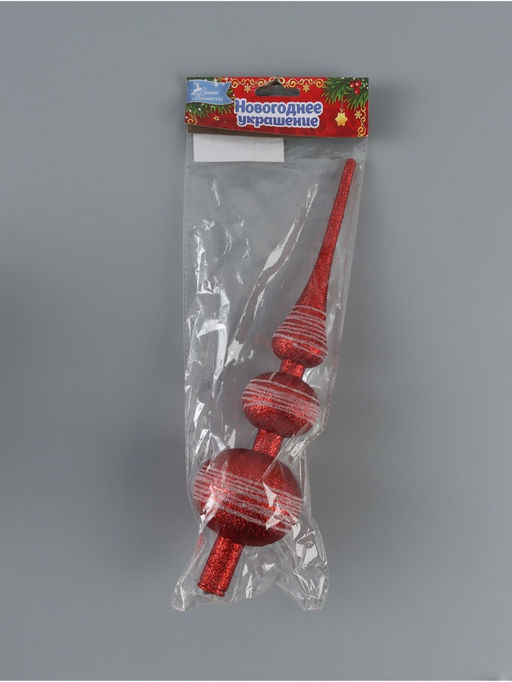 Цена за 2 шт. Верхушка на елку Белые полосы 6.530 см, бело-красный - Зимнее волшебство фото 2