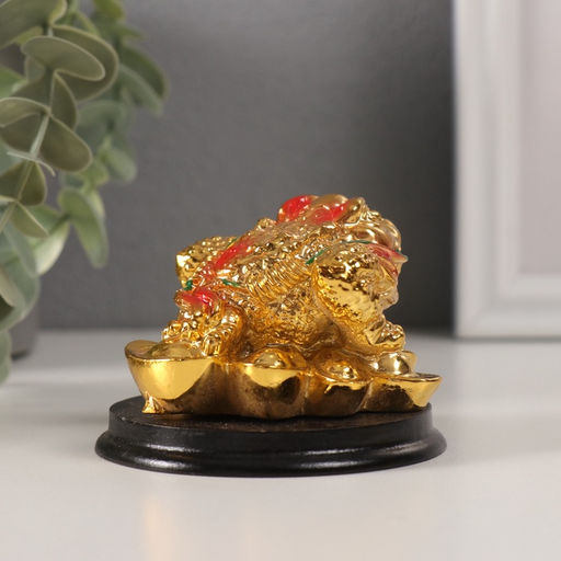 Нэцкэ фигурка золото «Жаба на слитках», 7.5×6×5.5 см