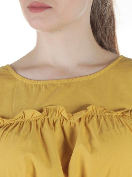 827 YELLOW Платье хлопковое с поясом Fashion
