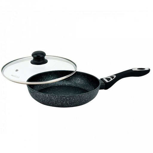 Сковорода с антипригарным покытием "Kelli" д26см, мраморное покрытие, индукционное дно, стеклянная крышка с паровыпуском (Китай) Подходит для всех видов плит. Можно мыть в посудомоечной машине