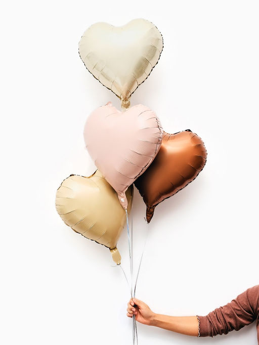 Цена за 2 шт. Воздушные шары фольгированные 17" "Сердце" цвет розовый сатин, набор 5 штук