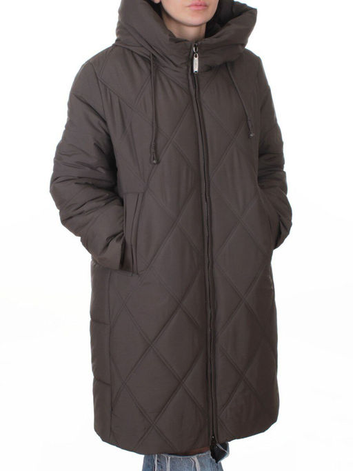 A612 GRAY/BROWN Куртка зимняя женская (верблюжья шерсть, 120 гр. холлофайбер)