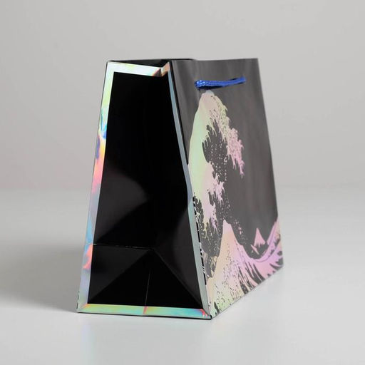 Цена за 2 шт. Пакет подарочный голографический, упаковка, The sea, 23 х 18 х 10 см