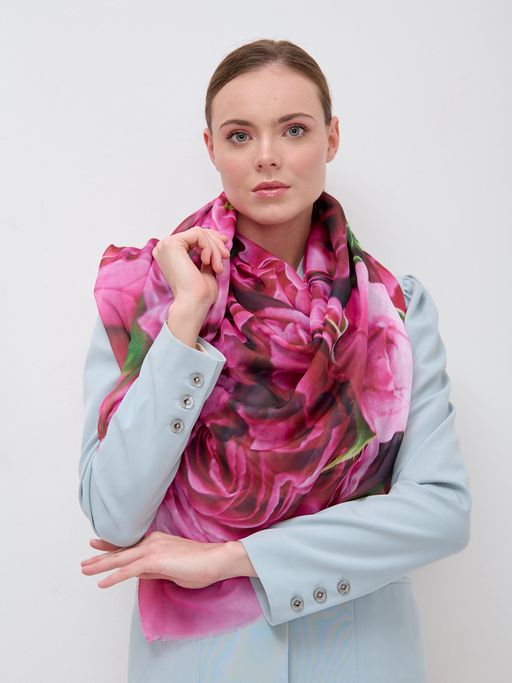 Большой, красивый двусторонний платок с рисунком в стиле арт-декои необычной текстурой ткани - Tantino фото 5