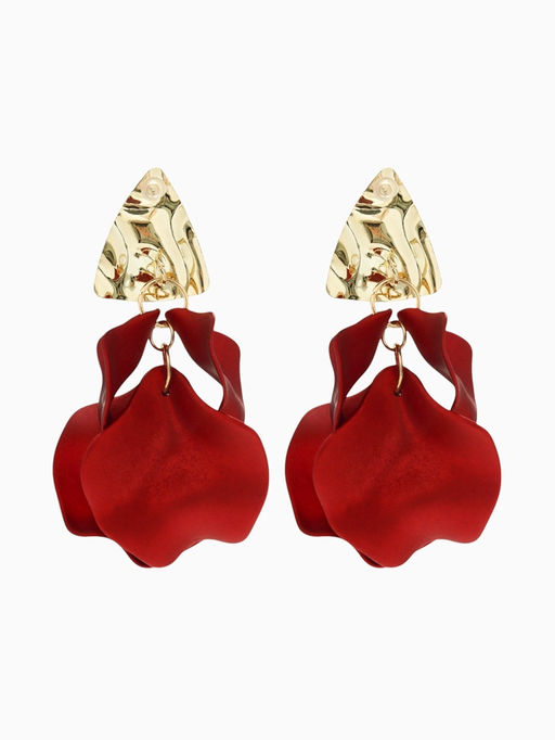 Серьги ассорти Ветер мятые треугольники, цвет красно-золотой