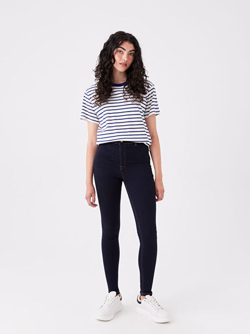 Y?ksek Bel J?piter S?per Skinny Fit ??i Polarl? Kad?n Jean Pantolon