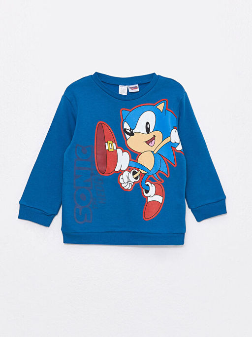 Sonic Bask?l? Bisiklet Yaka Erkek Bebek Sweatshirt ve E?ofman Alt? - Waikiki фото 2