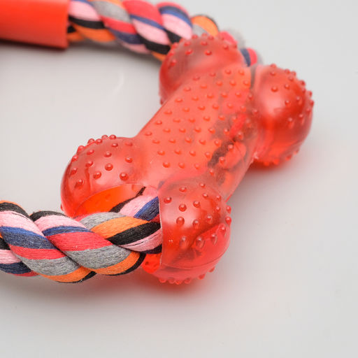 Игрушка тренировочная канатная Восьмёрка с косточкй, до 25 см. до 135 г, микс цветов - Пижон фото 3