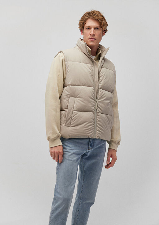 Bej Sisme Yelek - Mavi фото 2