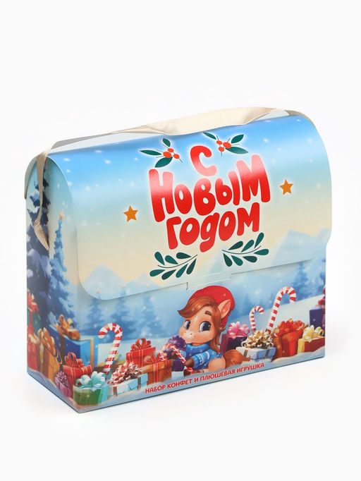 Сладкий детский новогодний подарок С новым годом, конфеты + мягкая игрушка, 250 г