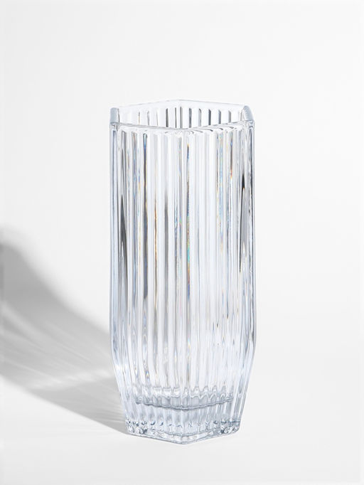 Ваза для цветов «Эдисон», линии, 28×13.5 см, стекло, прозрачная