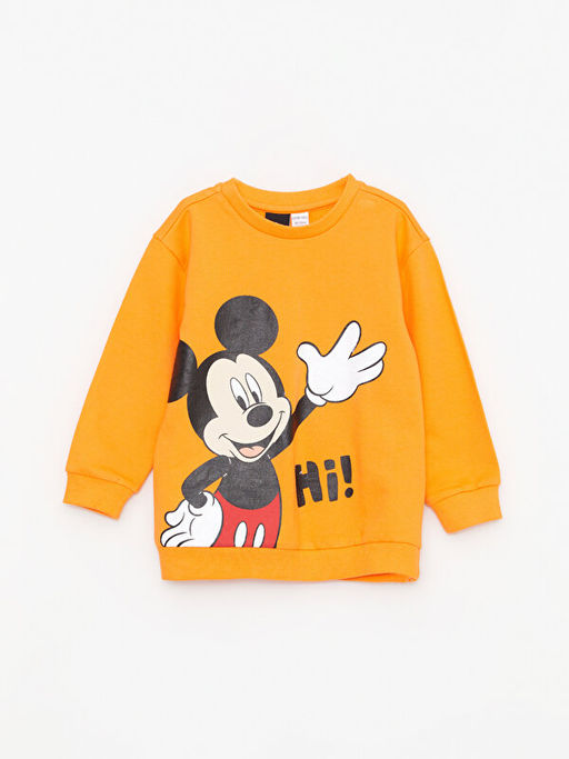 Bisiklet Yaka Uzun Kollu Mickey Mouse Bask?l? Erkek Bebek Sweatshirt ve Pantolon 2li Tak?m - Waikiki фото 2